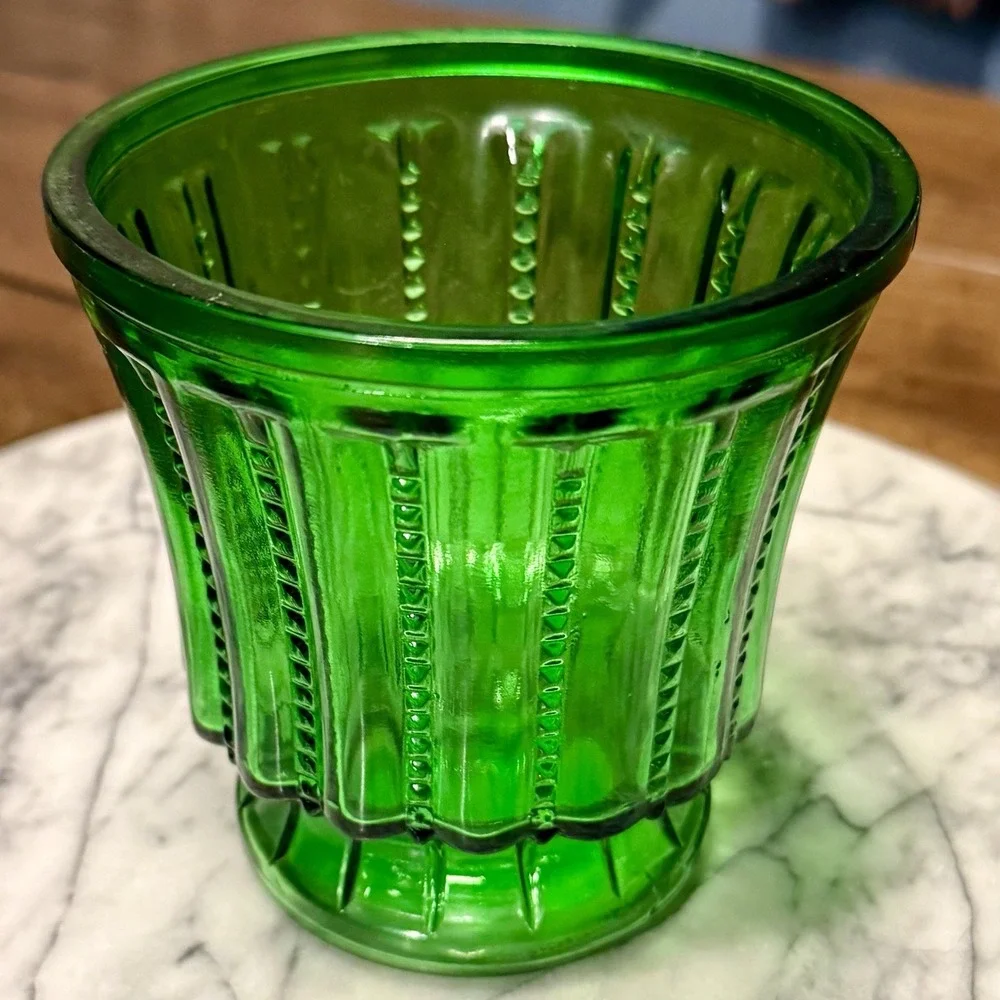 VTG 60s MCM 1960s E. O. Brody Green Beaded Planter Ribbed Bouquet Pedestal Vase - Picture 3 of 5